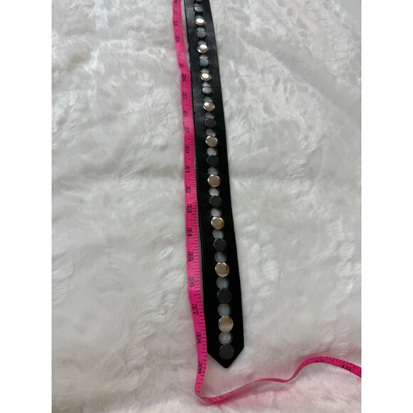 BRAVE Gordic Gump Belt Black Leather Italian Buckle Rivet Size 32 Ethically Made - Picture 10 of 12